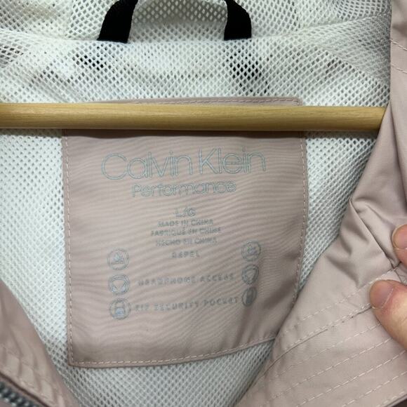 Calvin Klein Performance Pink Zip Up Hooded Lightweight Jacket Windbreaker Large - Picture 8 of 10